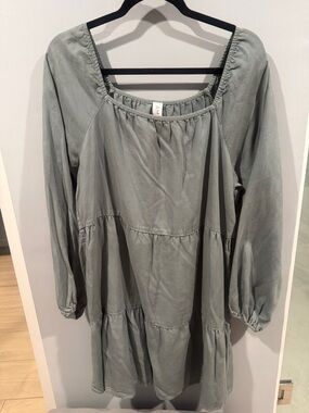 Amadi Sage Green Tiered Midi Dress